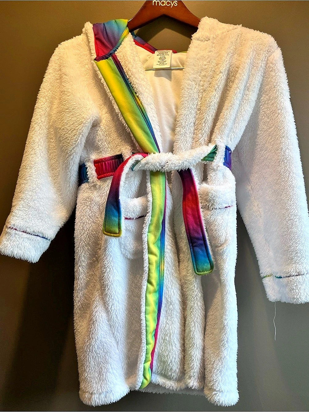 Disney Unicorn Costume Robe White & Multicolor Girls 10/12 large